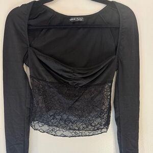 Black Lace Long Sleeve Top